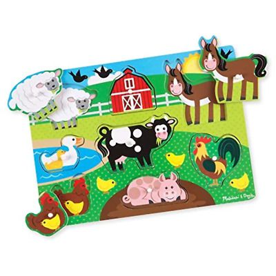Melissa & Doug Farm Animals Wooden Peg Puzzle 